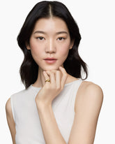 DY Initial Pinky Ring in 18K Yellow Gold with Diamond V, 9.8mm